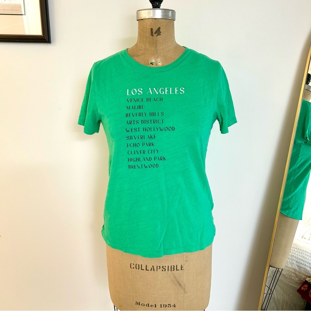 J Crew Women’s Los Angeles Graphic Tee - Green T-Shirt Sz S